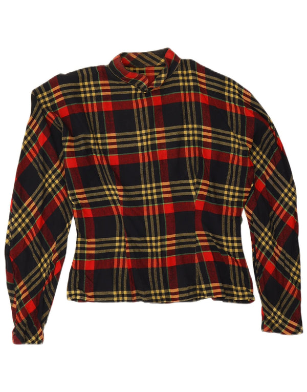 Vintage γυναικεία μακρυμάνικη μπλούζα μπλούζα UK 14 Large Red Check