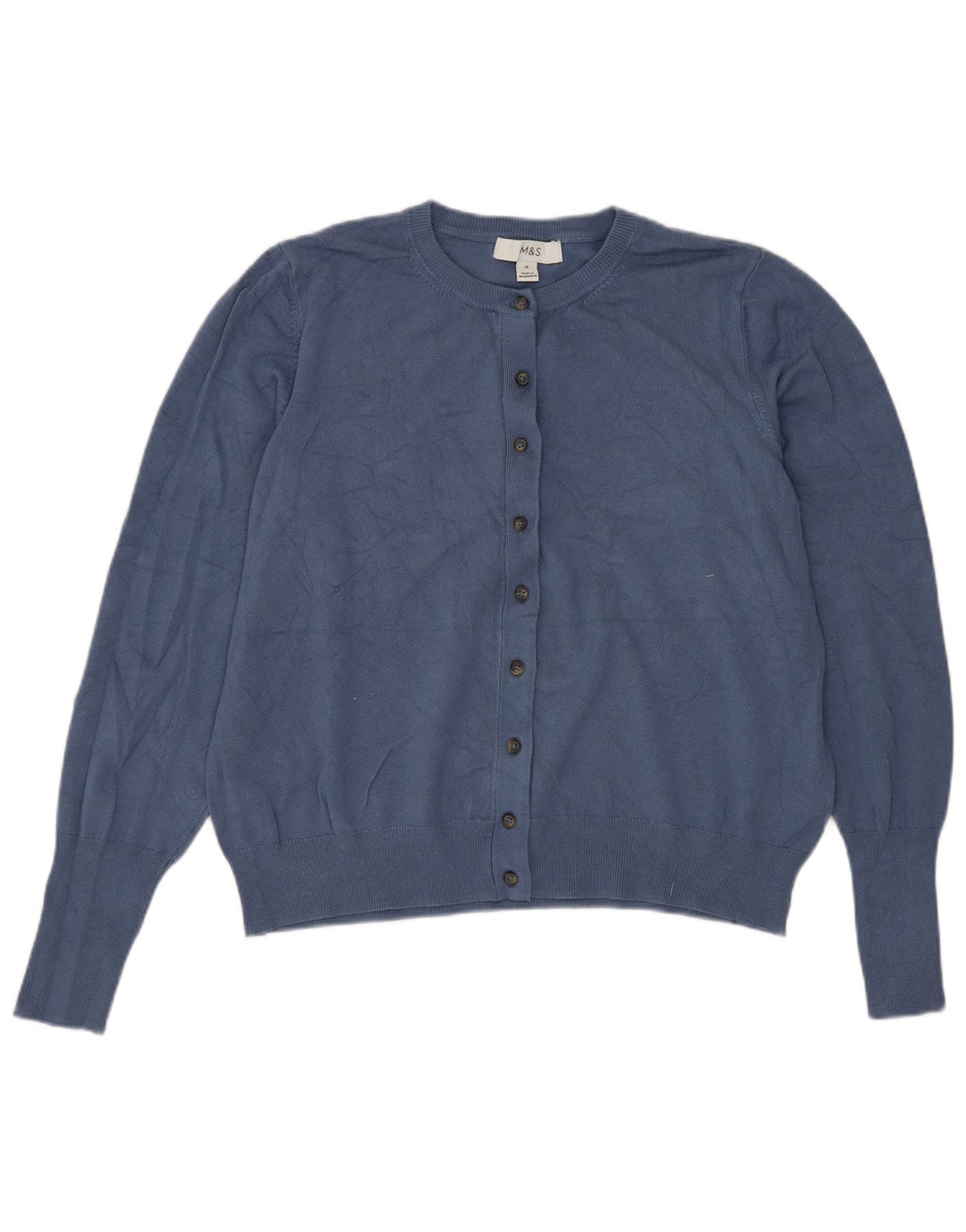 Marks & Spencer Γυναικείο πουλόβερ Crop Cardigan UK 16 Large Blue Viscose