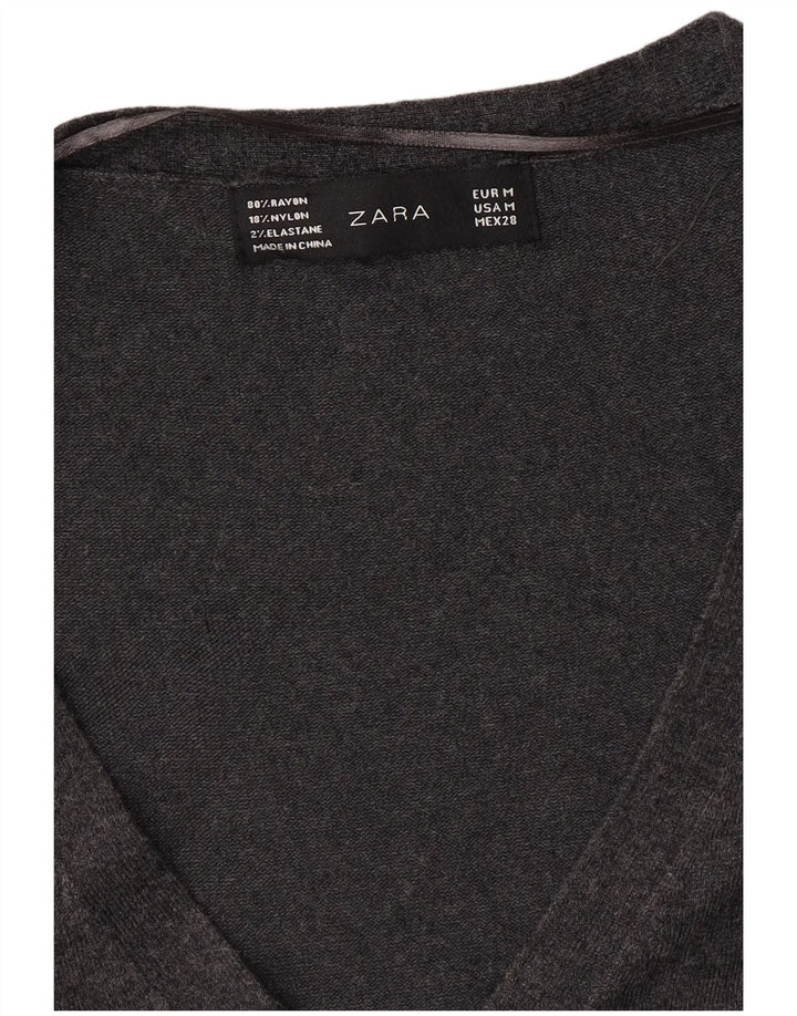 Γυναικείο πουλόβερ ZARA με V λαιμόκοψη UK 12 Medium Grey