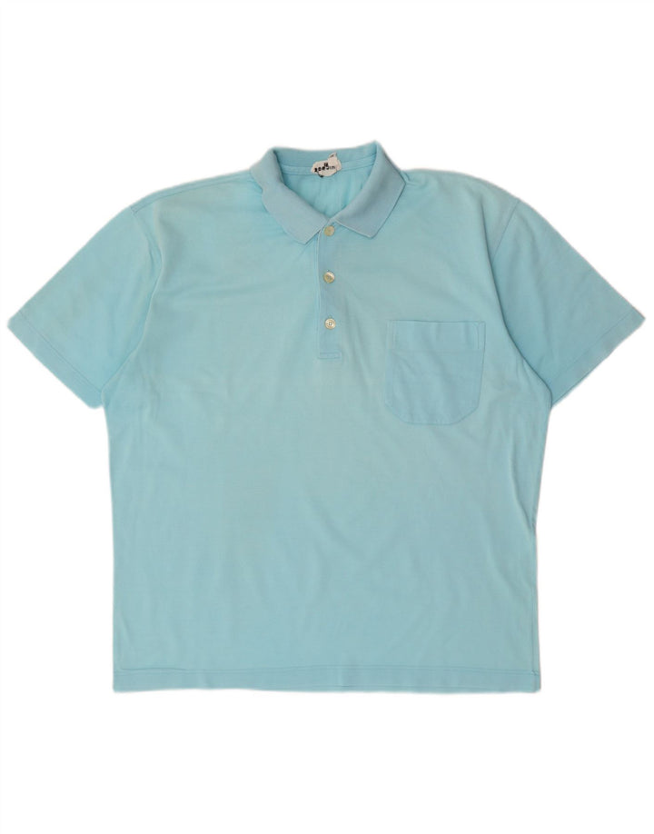 Ανδρικό πουκάμισο πόλο VINTAGE, μεσαίο μπλε βαμβακερό