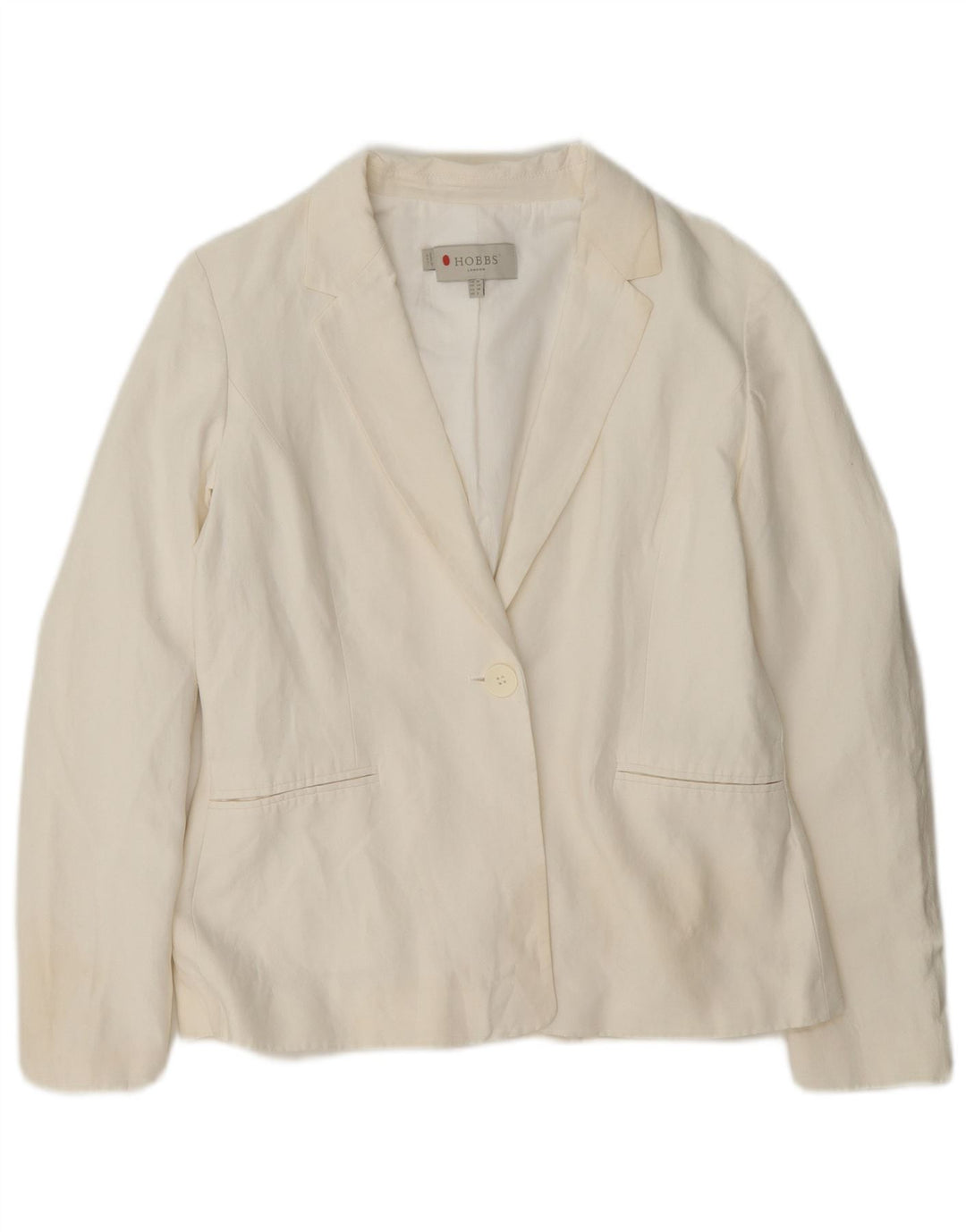 Hobbs Γυναικείο μπλέιζερ 1 κουμπιού μπουφάν UK 10 Small White Silk