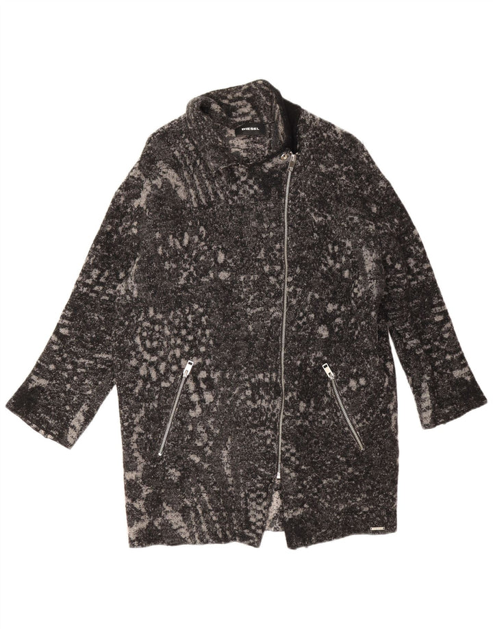 Diesel γυναικείο υπερμεγέθη πανωφόρι UK 16 Large Black Animal print μαλλί