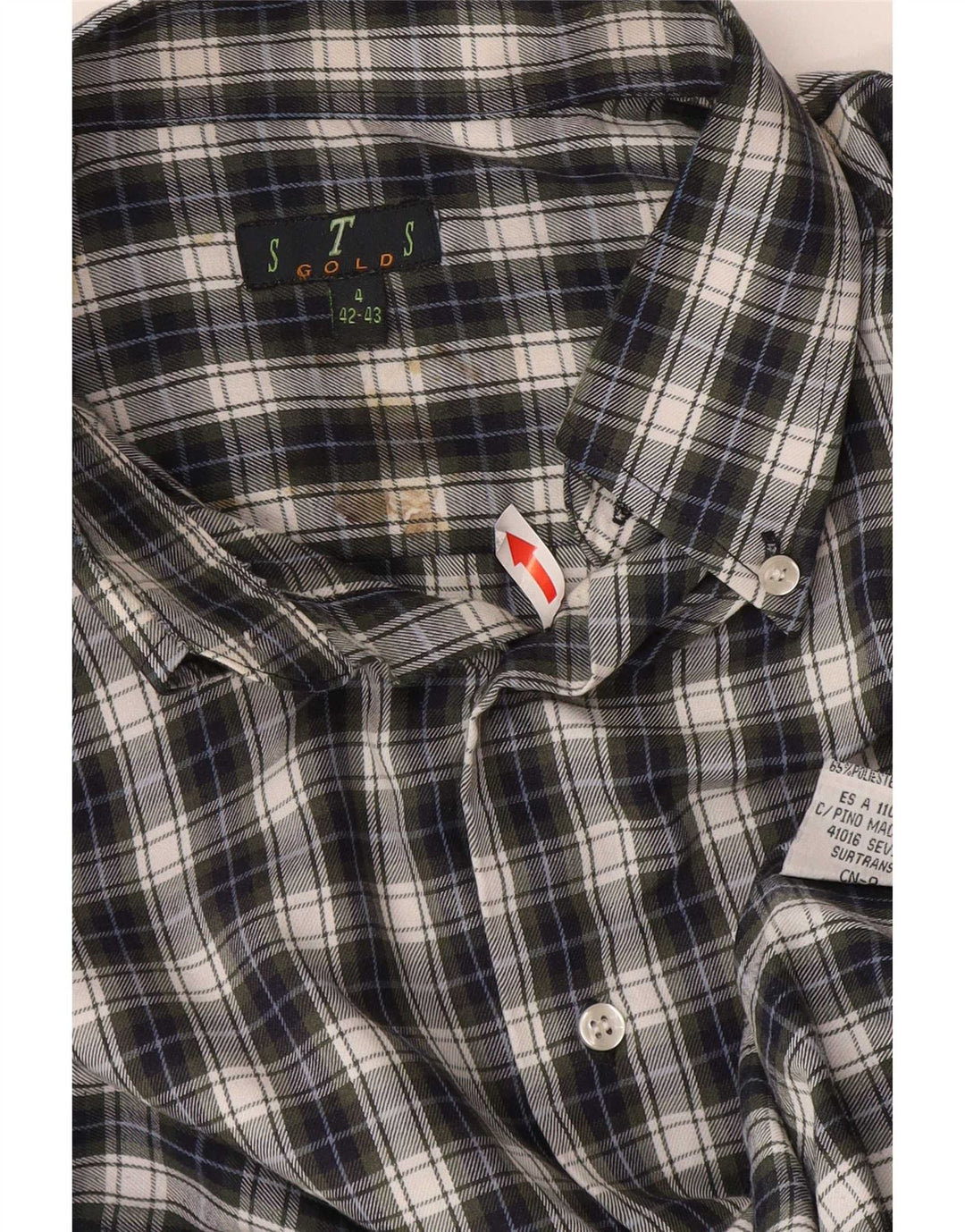 STS Ανδρικό πουκάμισο φανελένιο μέγεθος 42/43 Large Blue Check Polyester