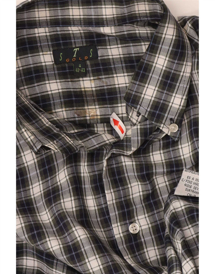 STS Ανδρικό πουκάμισο φανελένιο μέγεθος 42/43 Large Blue Check Polyester