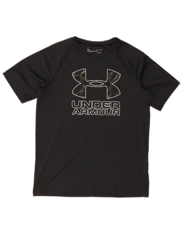 Under Armour Boys Heat Gear Graphic T-shirt Top 11-12 Years Large Black