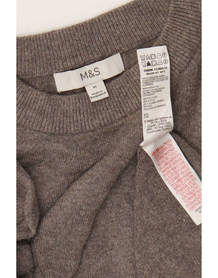 Marks & Spencer Γυναικείο πουλόβερ με λαιμόκοψη UK 14 μεσαίου γκρι πολυεστέρα