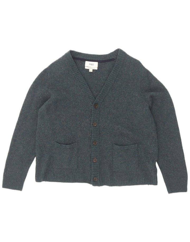 Ανδρικό πουλόβερ ζακέτα Marks & Spencer 2XL μπλε μαλλί