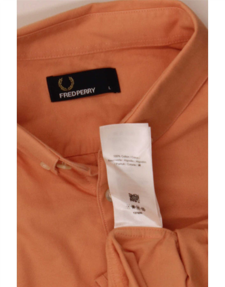 Fred Perry Ανδρικό κοντομάνικο πουκάμισο μεγάλο πορτοκαλί βαμβακερό