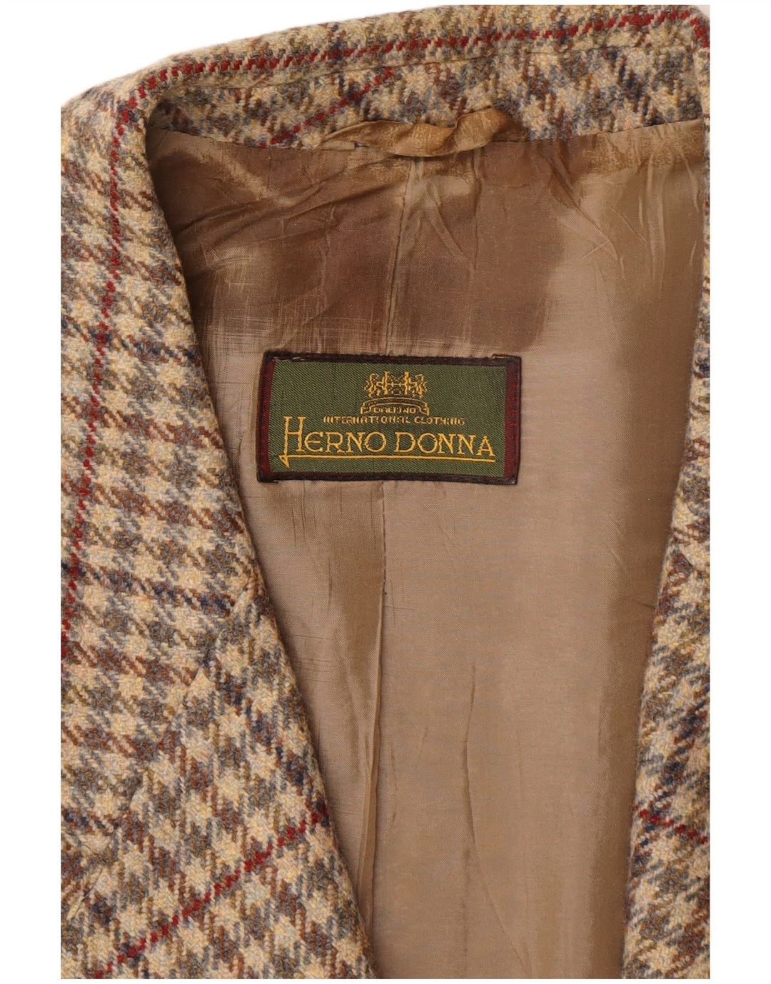 Herno Donna γυναικείο σακάκι 2 κουμπιών IT 50 XL Καφέ μαλλί Houndstooth