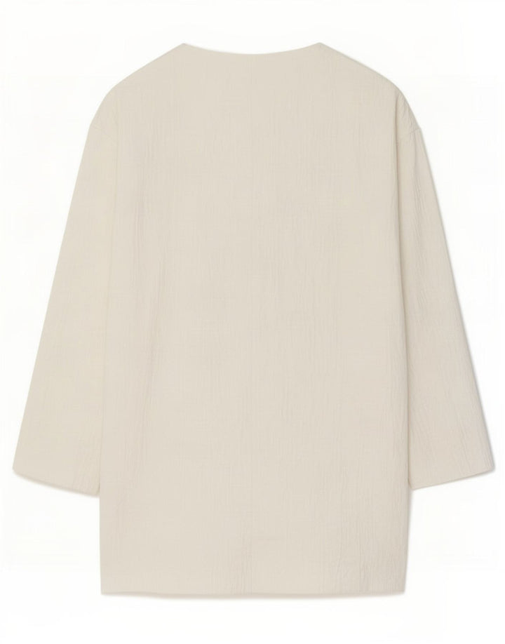Zara Γυναικείο Longline Oversized Blazer Jacket UK 6 XS Λευκό βαμβακερό