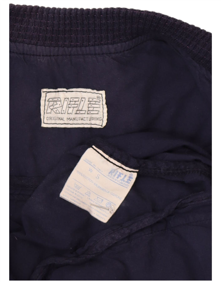 Rifle Womens Oversized Bomber Jacket UK 10 Small Navy Blue Cotton