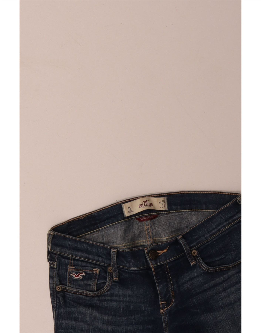 HOLLISTER Γυναικείο Slim Jeans US 1 XS W25 L31 Μπλε βαμβακερό