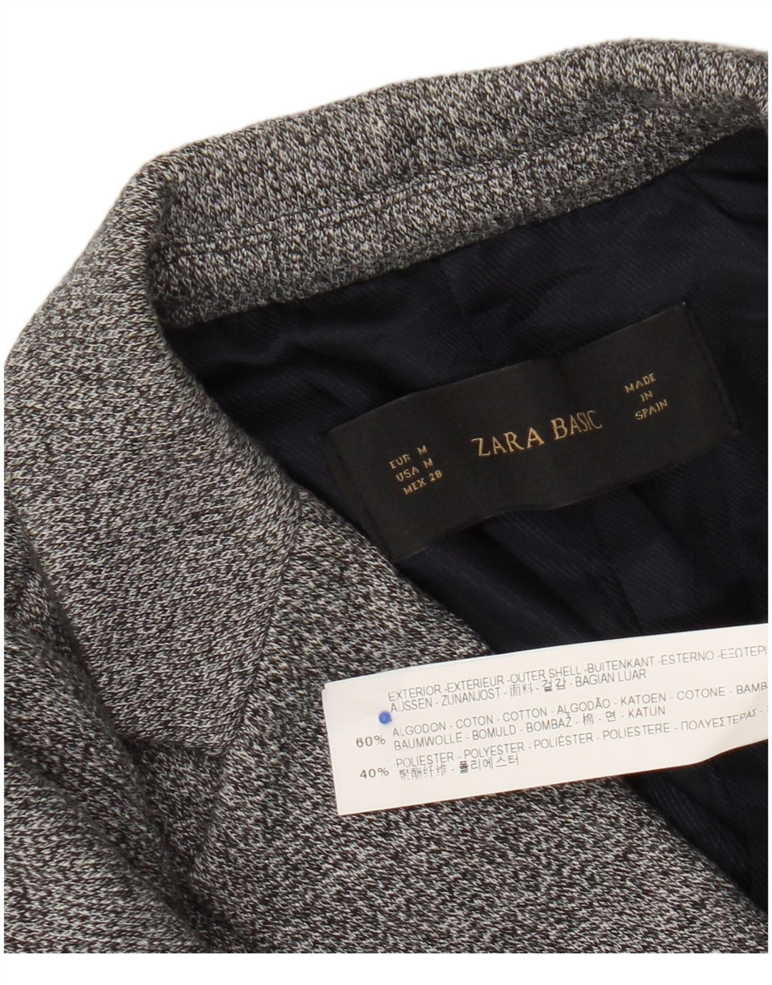 Zara γυναικείο πλεκτό σακάκι 1 κουμπιού σακάκι UK 12 μεσαίο γκρι βαμβακερό