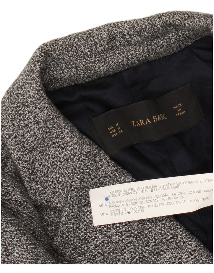 Zara γυναικείο πλεκτό σακάκι 1 κουμπιού σακάκι UK 12 μεσαίο γκρι βαμβακερό
