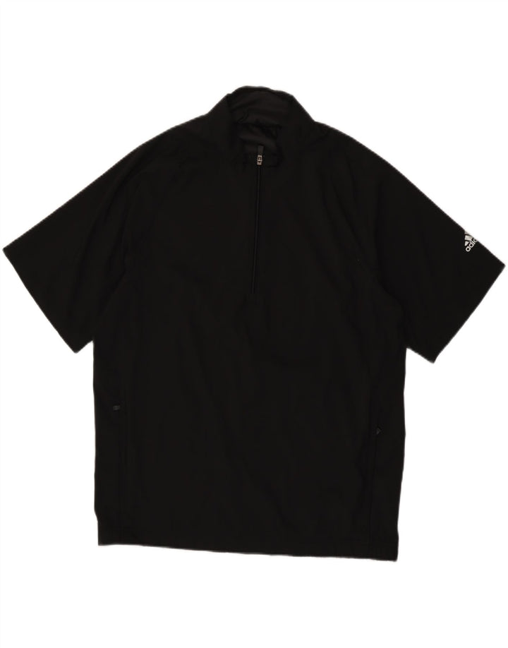 ADIDAS Mens Clima Proof Short Sleeve Pullover Tracksuit Top Large Black