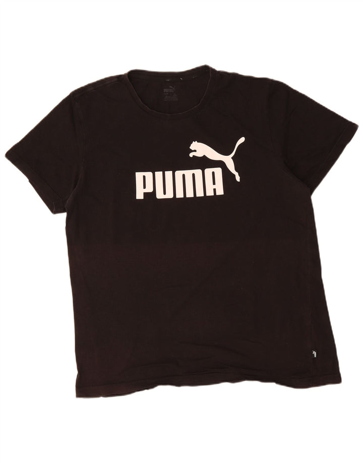 Ανδρικό γραφικό μπλουζάκι Puma, μεγάλο μαύρο βαμβακερό
