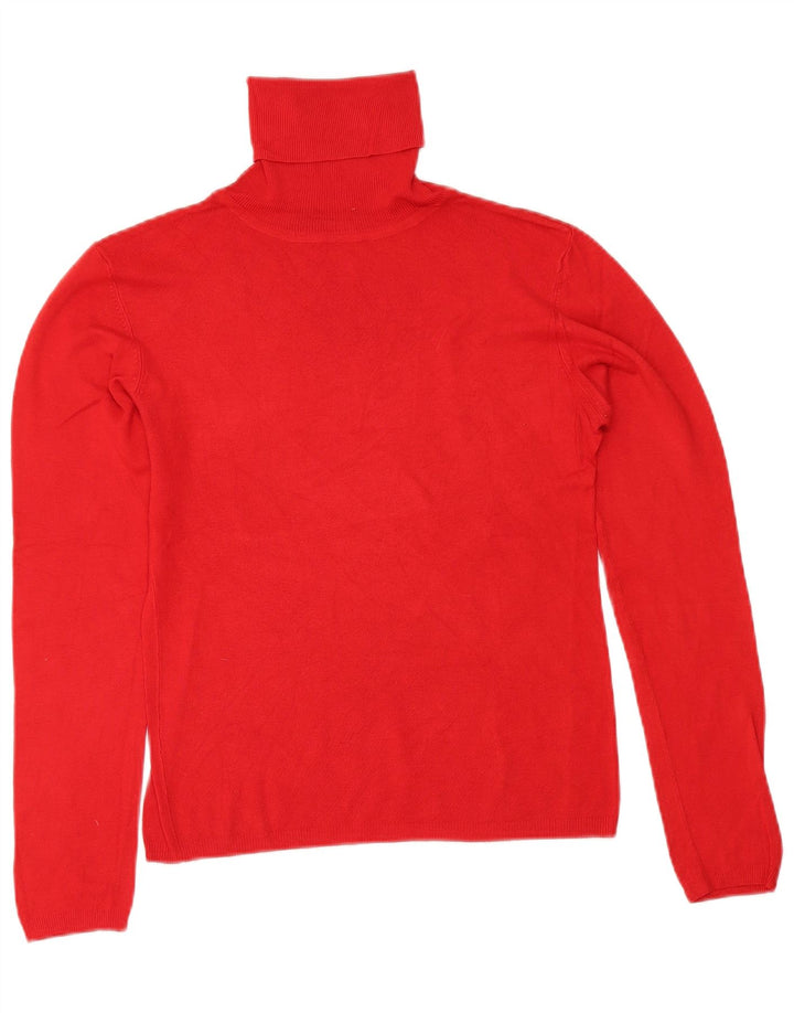 Zara Γυναικείο πουλόβερ με ρολό λαιμόκοψη UK 14 Large Red Rayon