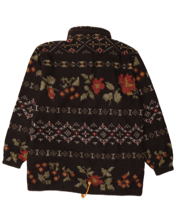 Vintage γυναικείο πουλόβερ με λαιμό και λαιμό IT 48 XL μαύρο φλοράλ πολυεστέρας