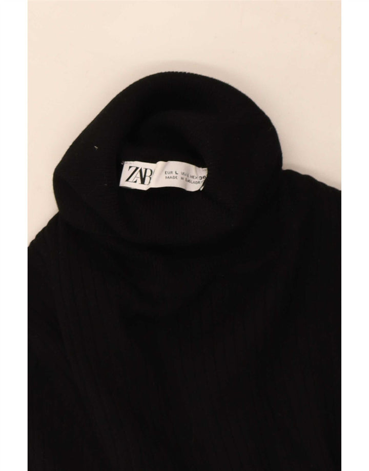Zara Γυναικείο πουλόβερ με ρολό λαιμόκοψη UK 14 μεγάλο μαύρο