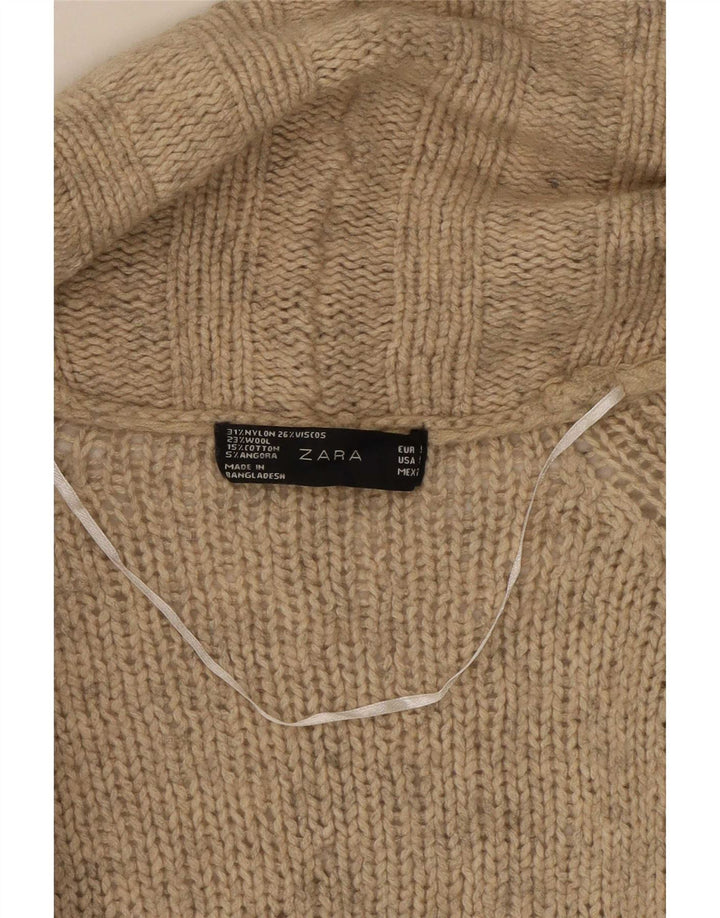 Zara Γυναικεία ανοιχτή ζακέτα UK 10 Small Beige Nylon