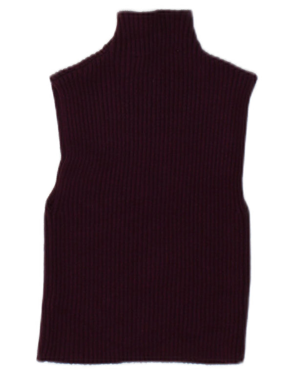 Zara Γυναικείο Crop Vest Top UK 10 Small Burgundy Viscose