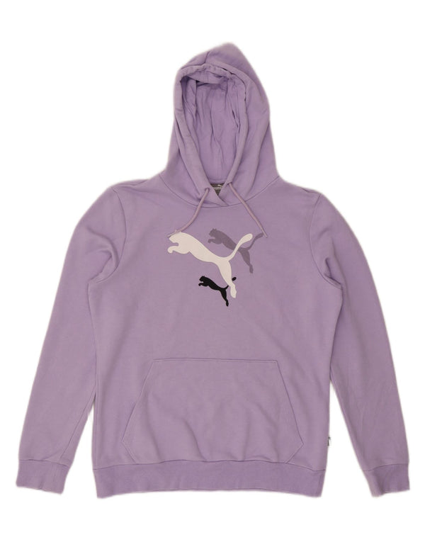 Puma Γυναικείο Γραφικό Hoodie Jumper UK 14 Medium Purple Βαμβακερό