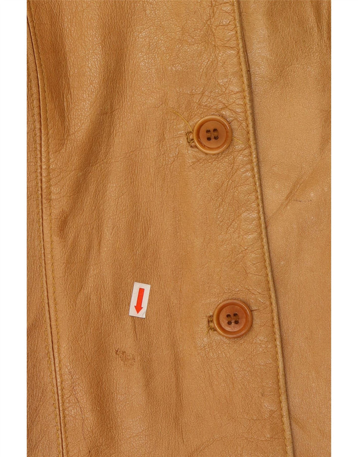 VINTAGE Womens Leather Jacket UK 18 XL Beige Leather