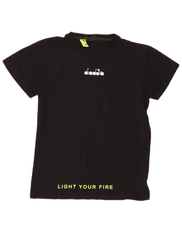 Diadora Boys Graphic T-Shirt Top 13-14 Years Μαύρο βαμβακερό