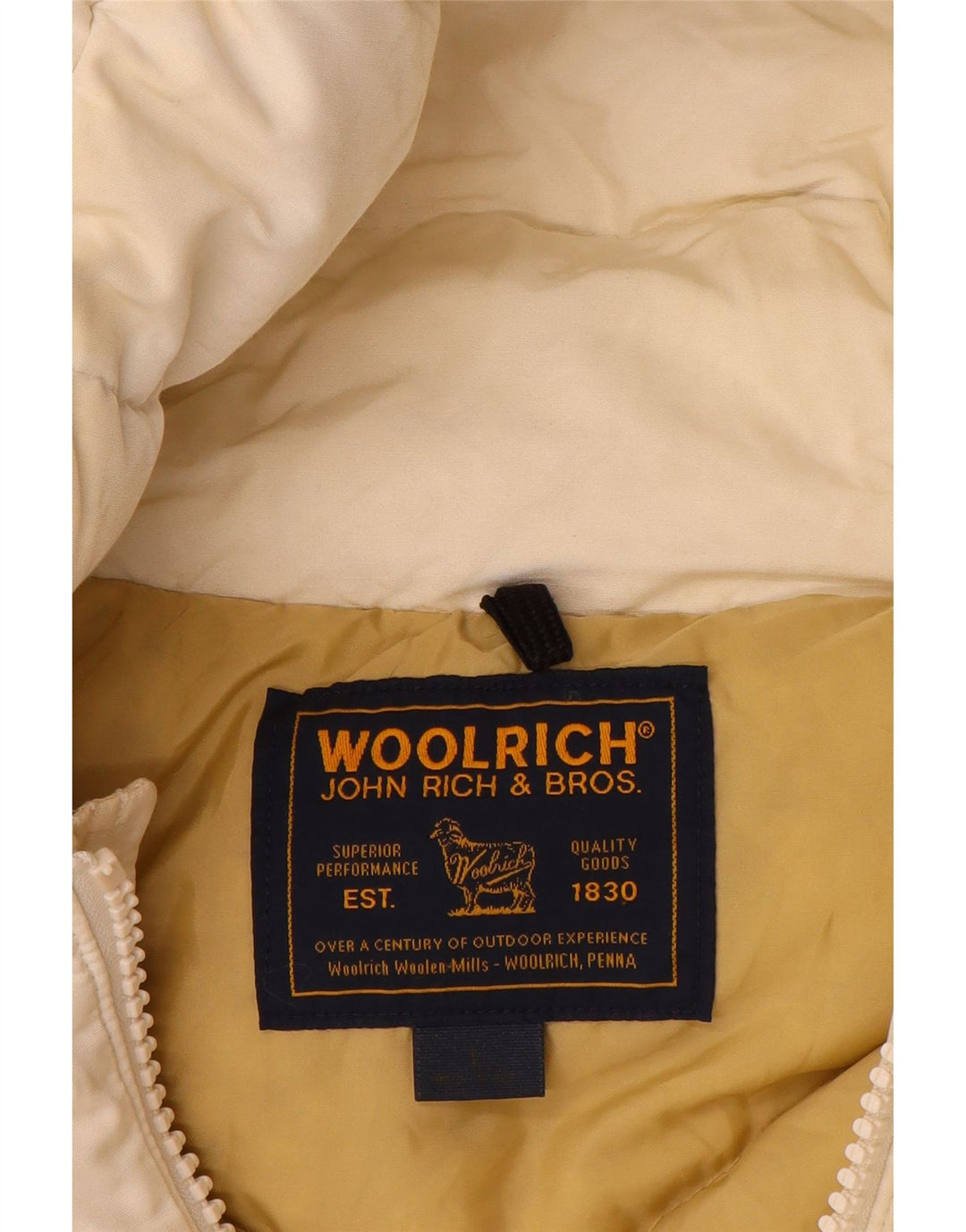 Woolrich Ανδρικό μπουφάν με κουκούλα UK 40 Large Off White Βαμβακερό