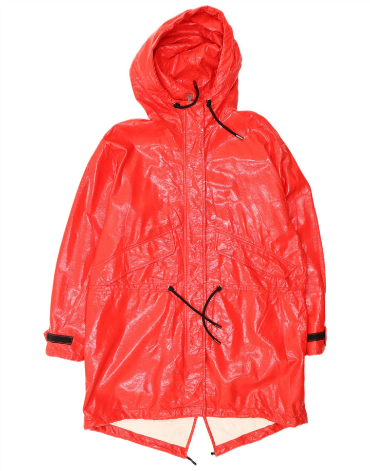 Zara Γυναικείο μπουφάν βροχής με κουκούλα UK 10 Small Red Polyethylene