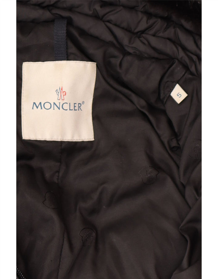 MONCLER Γυναικείο παλτό με επένδυση μεγέθους 5 2XL Μαύρο Πολυεστέρα Χειμερινό
