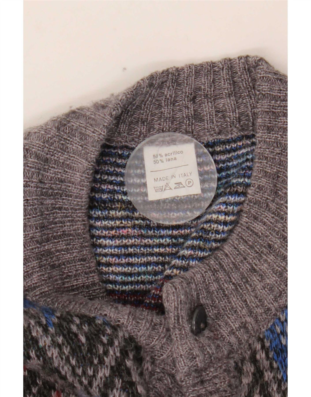 Vintage Ανδρικό Ζακέτα πουλόβερ Medium Grey Argyle/Diamond Acrylic