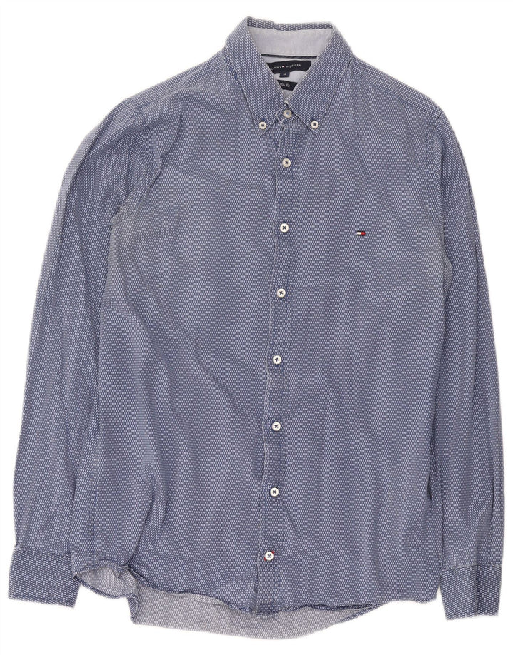 Ανδρικό πουκάμισο Tommy Hilfiger Slim Fit Βαμβακερό μεσαίο μπλε με στίγματα