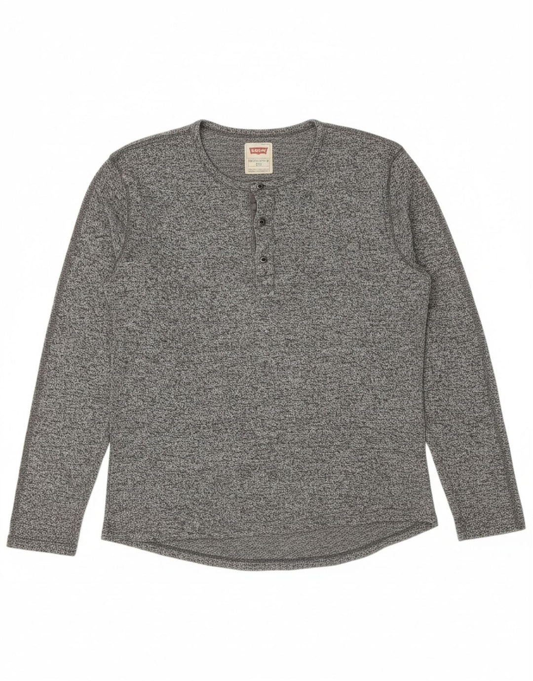 LEVI'S Mens Top Long Sleeve Large Grey Flecked Cotton