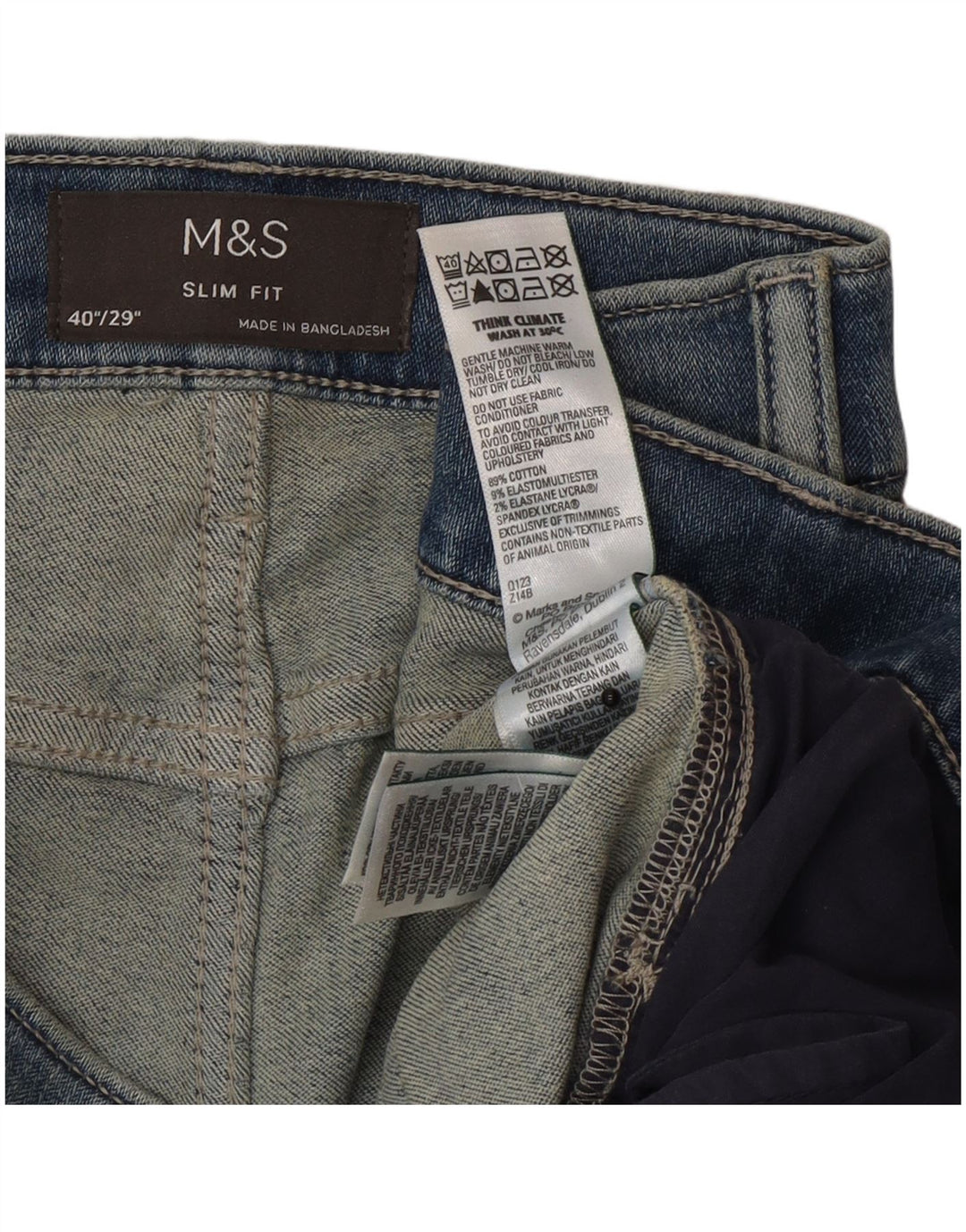Marks & Spencer Ανδρικό Slim Jeans W40 L29 Μπλε βαμβακερό