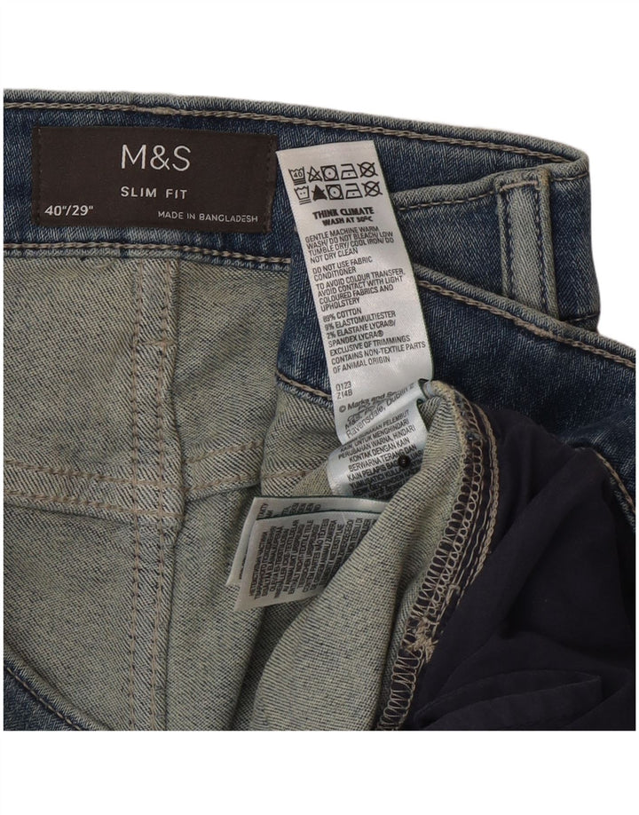 Marks & Spencer Ανδρικό Slim Jeans W40 L29 Μπλε βαμβακερό