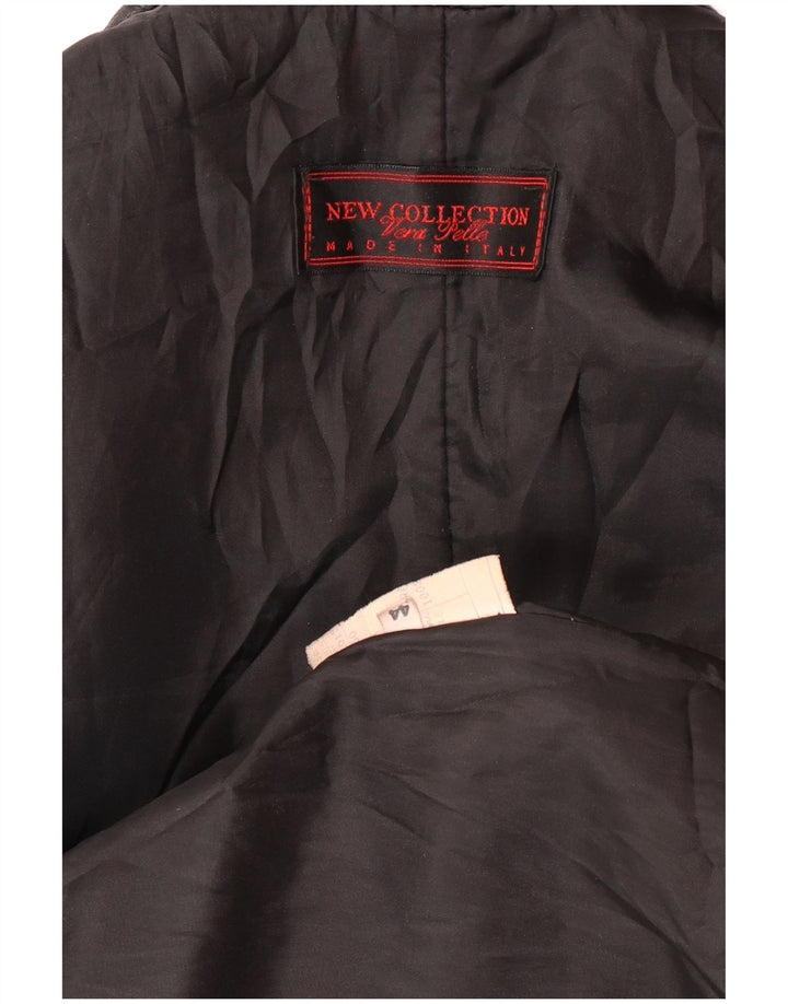 ΝΕΑ ΣΥΛΛΟΓΗ Γυναικείο Δερμάτινο Παλτό IT 44 Medium Black Leather