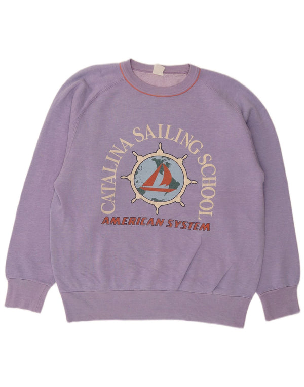 Vintage Γυναικείο Γραφικό Φούτερ Jumper UK 18 XL Μωβ