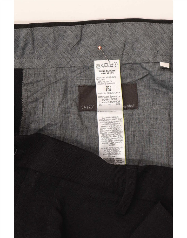 Marks & Spencer Ανδρικό κανονικό παντελόνι W34 L29 Μαύρο πολυεστέρα