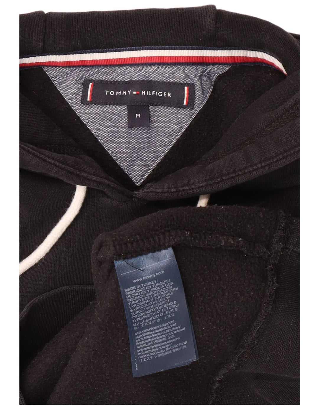 TOMMY HILFIGER Ανδρικό γραφικό μπλουζάκι με κουκούλα, μεσαίο μαύρο βαμβακερό