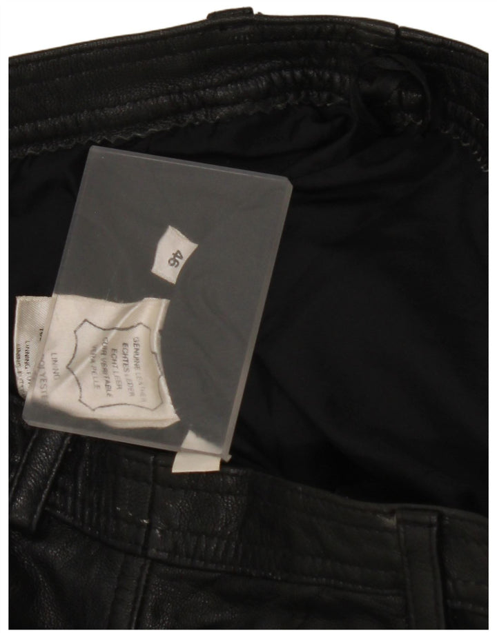 Γυναικείο ψηλόμεσο παντελόνι VINTAGE IT 46 μεγάλο W28 L32 μαύρο δέρμα