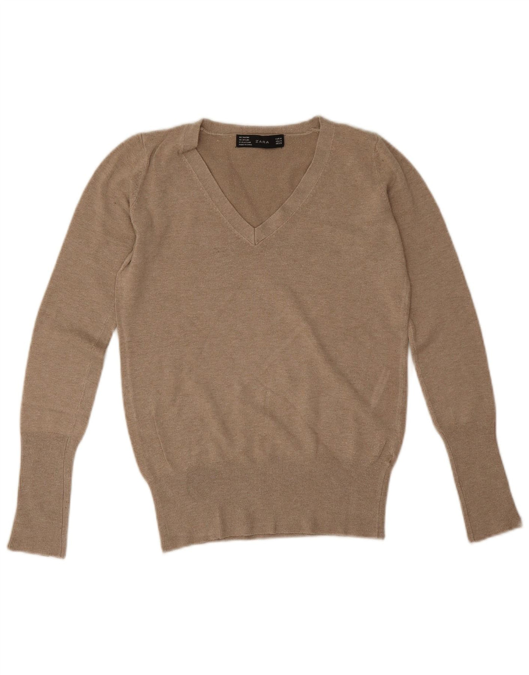 Zara Γυναικείο πουλόβερ με V λαιμόκοψη UK 12 Medium Grey