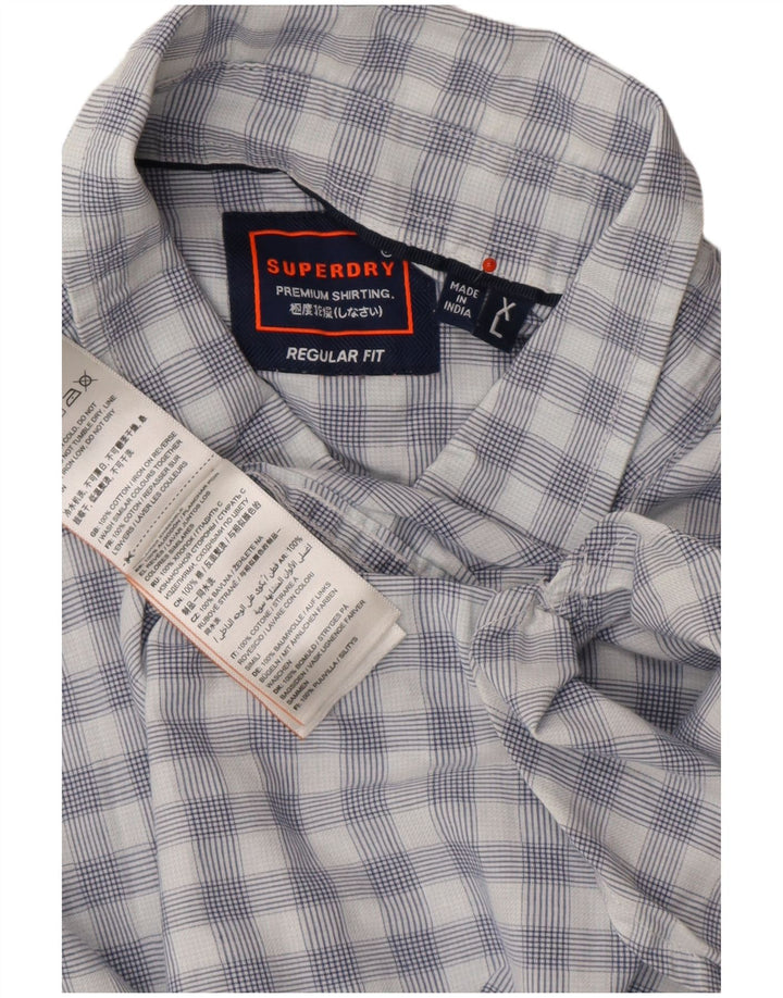 Ανδρικό κοντομάνικο πουκάμισο SUPERDRY με κανονική εφαρμογή XL Μπλε βαμβακερό