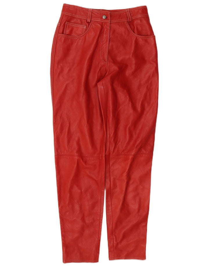 Δερμάτινο παντελόνι RUFF0 Γυναικείο Slim Fit W26 L29 Κόκκινο