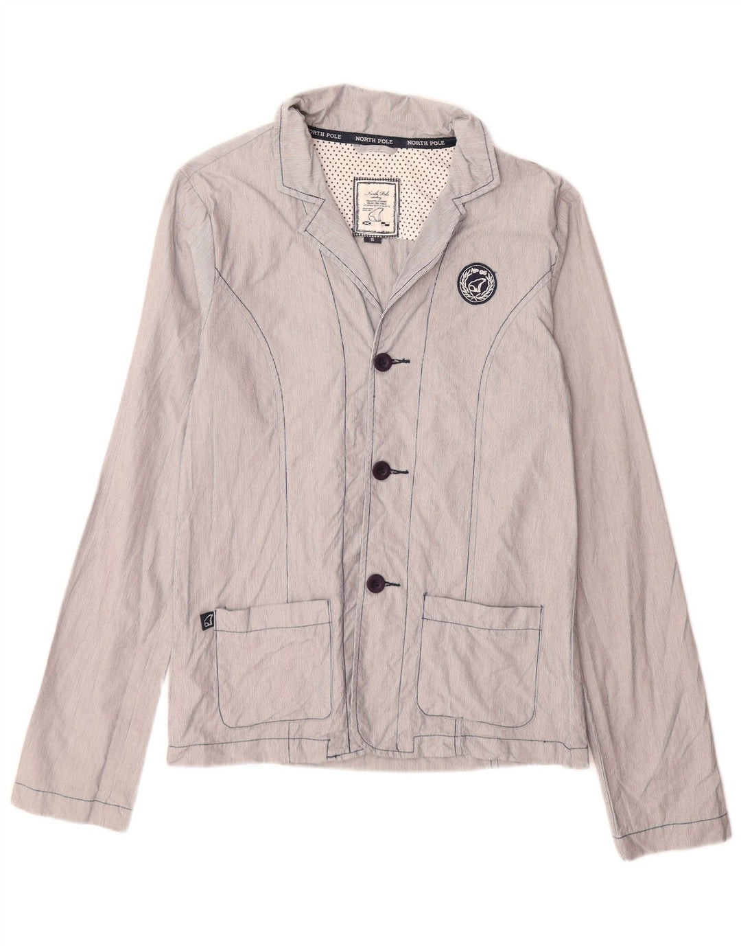 North Pole γυναικείο σακάκι blazer UK 16 μεγάλο μπλε βαμβακερό ρίγες