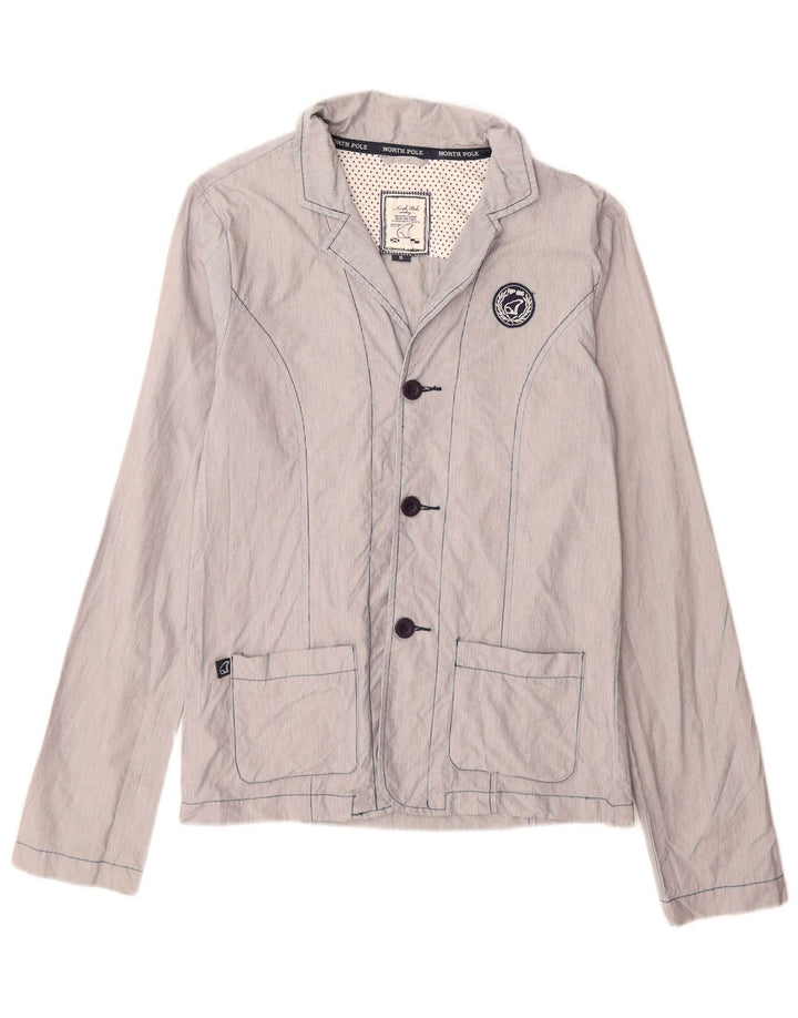 North Pole γυναικείο σακάκι blazer UK 16 μεγάλο μπλε βαμβακερό ρίγες