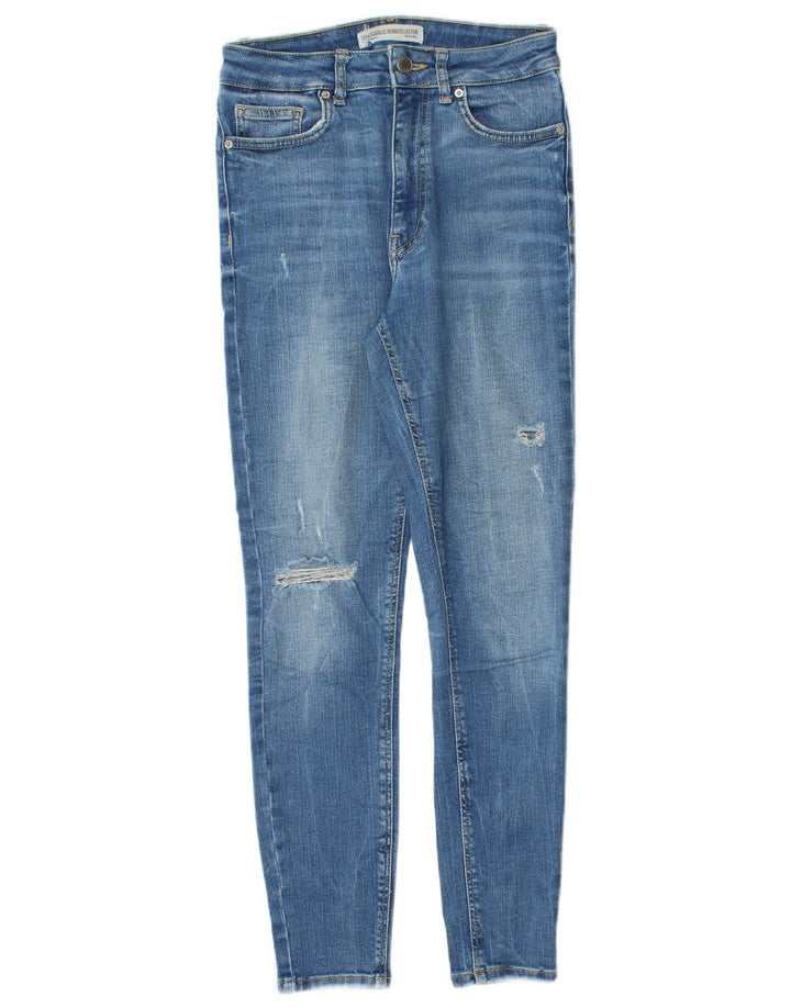 Zara Womens Distressed Skinny Jeans W26 L26 Blue