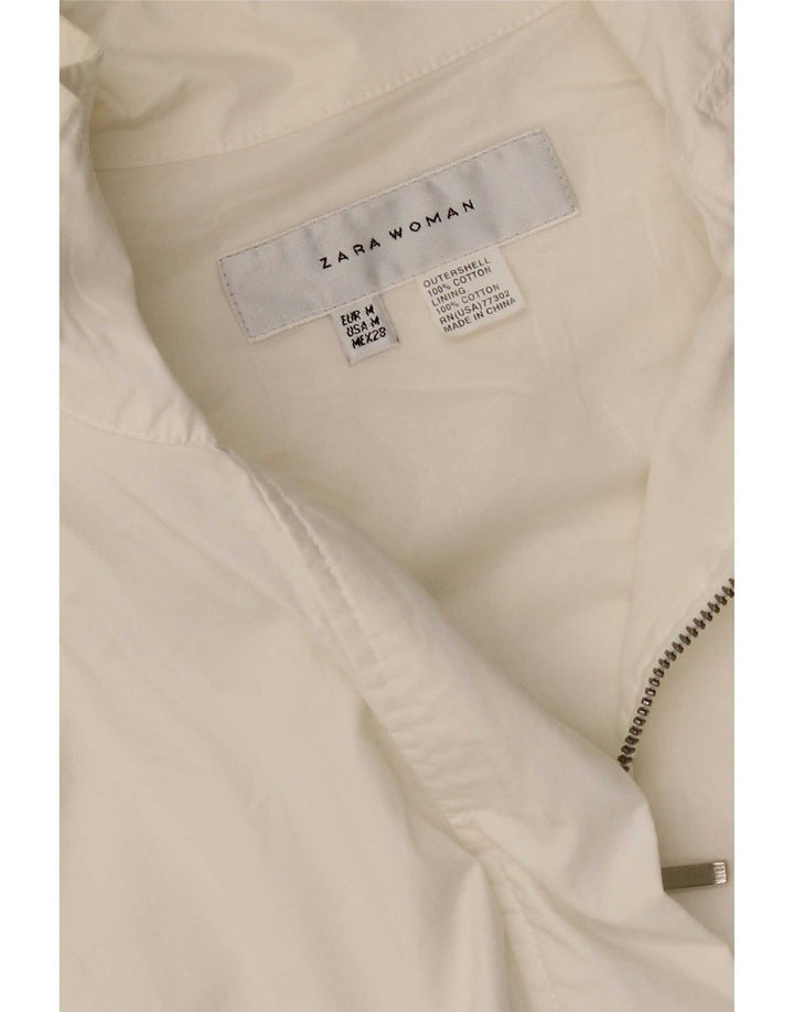 Zara Γυναικεία καμπαρντίνα UK 12 Μέτριο Λευκό Βαμβακερό