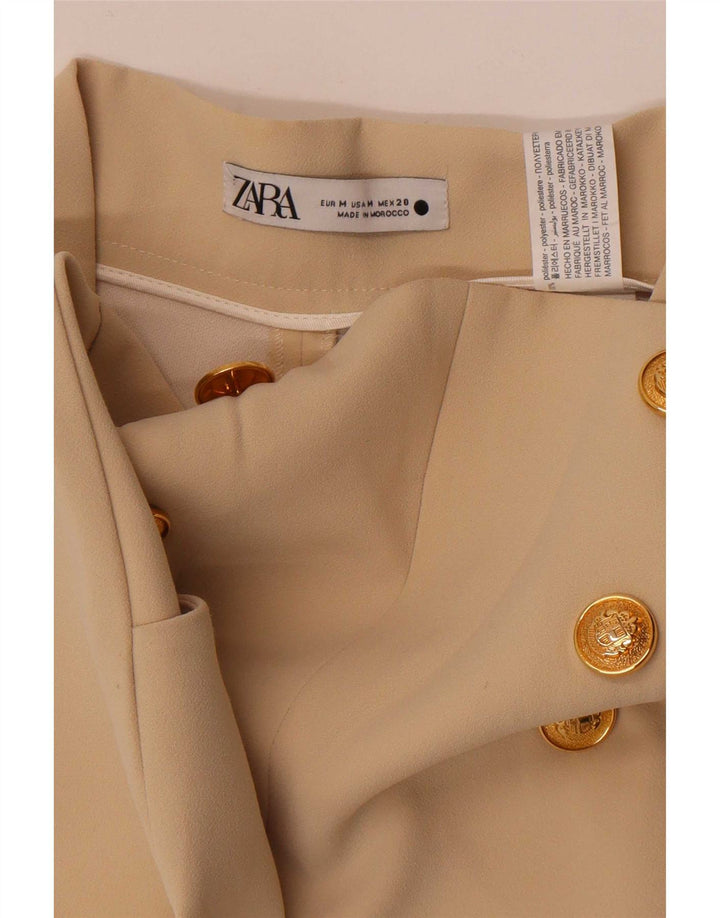 Zara Γυναικείο Φαρδύ Παντελόνι Κάπρι Μεσαίο W28 L22 Μπεζ πολυεστέρας