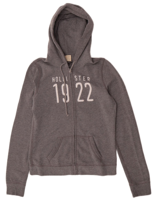 Hollister Γυναικείο πουλόβερ με κουκούλα με φερμουάρ UK 12 μεσαίο βαμβακερό γκρι